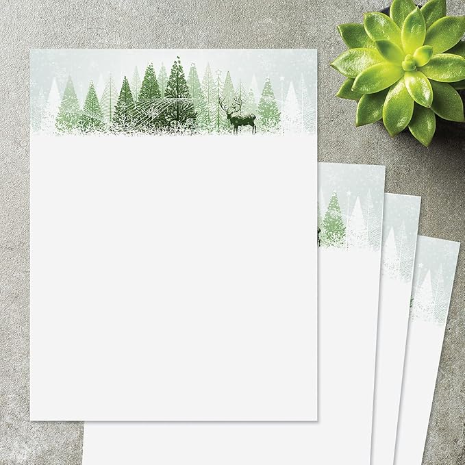 Winter Wonderland Stationery - Christmas Holiday Letters, Computer Printer Paper, 25 Sheets, 8½ x 11 Inch, by Current