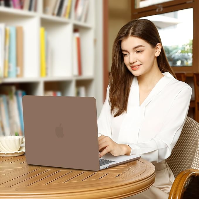 MOSISO Compatible with MacBook Air 13 inch Case 2025 2024 2023 2022 M4 A3240 M3 A3113 M2 A2681, Plastic Hard Shell&Keyboard Cover&Screen Film&Type C for MacBook Air 13.6 inch Case, Caramel Brown