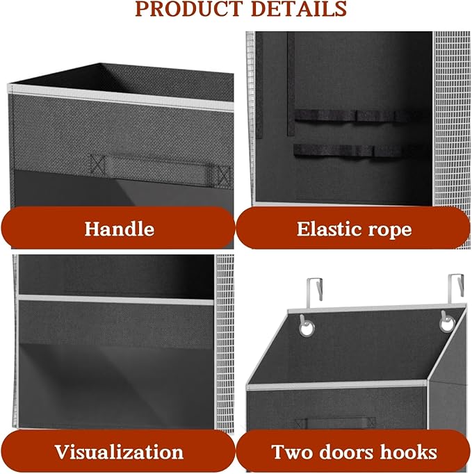 Over Door Wrapping Paper Organizer Storage with 3 Removable Drawers & Side Pockets – Dual Use Design with Elastic Straps – Christmas Gift Wrap Storage for Ribbons, Bows, Ornament and Other Tools