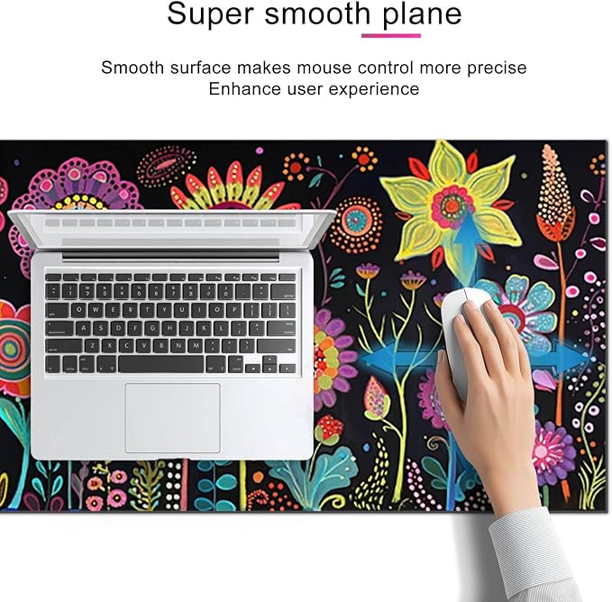Large Mouse Pad 31.5 x 11.8 Inch Colorful Floral Desk Mat Oversized Extended Mousepad Waterproof Non Slip Rubber Base Desk Pad Keyboard Mat Computer Accessories for Office Home