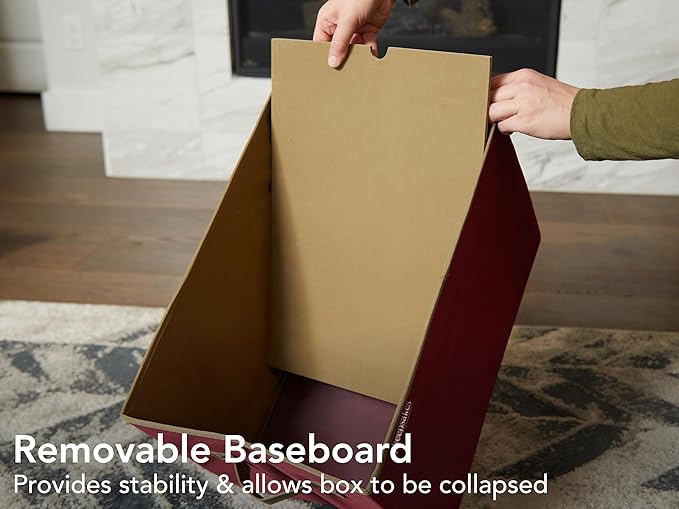 Covermates Keepsakes Christmas Light Storage Box - Carrying Handles, Sturdy Interior Walls - Holiday Storage, Red