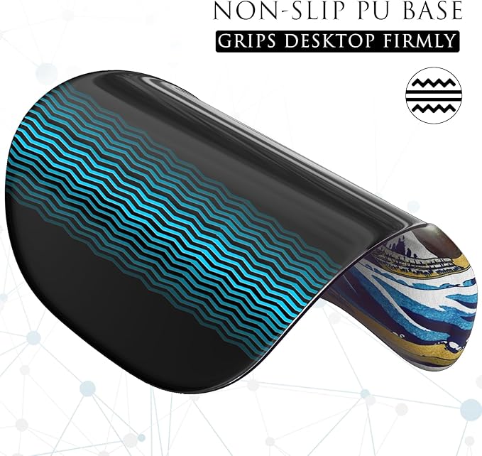 MROCO Ergonomic Mouse Pad with Gel Wrist Rest, Comfortable Mousepad with Smooth Wrist Support Surface and Non-Slip PU Base for Pain Relief, Computer, Laptop, Office & Home, 9.4 x 8.1 in, Great Wave