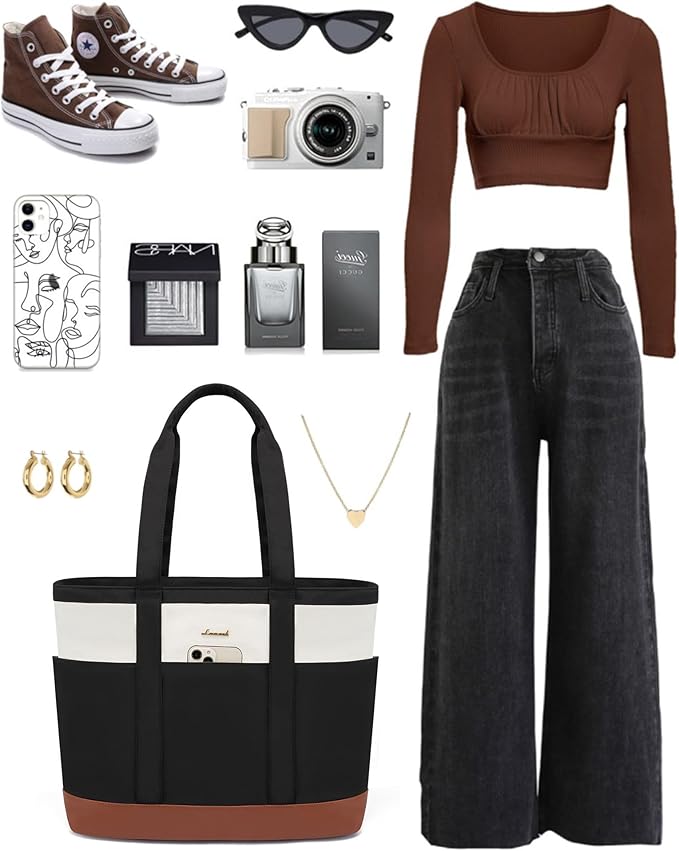 LOVEVOOK Tote Bag for Women,Lightweight Work Bag for Teacher, 15.6 Inch Laptop Bag,Large Shoulder Bag