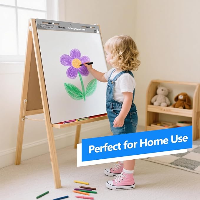 Nortix Flip Chart Paper, Sticky Easel Pads, Chart Paper for Teachers,Super Adhesive & Bleed-Resistant, Large Self-Stick Easel Paper for Classroom/Office, 25 x 30 inch, 30 Sheets/Pad, 3 Pads