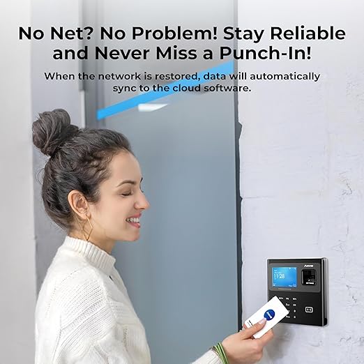 ANVIZ Time Clocks for Employees Small Business - CX2 Fingerprint Biometric Clock in and Out Machine - with Professional Cloud Software, Black