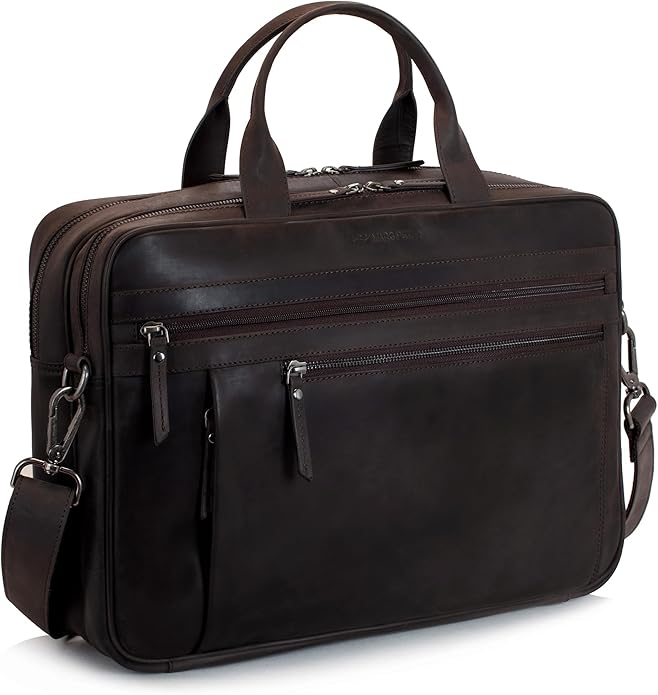 Marc Peter Laptop Bag Los Angeles I Leather Shoulder bag for 15.6 inch Laptop I Briefcase for men and women