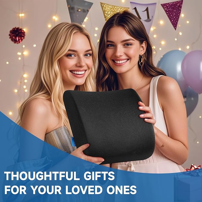 Lumbar Support Pillow for Office Chair, College Dorm Room Essentials, Memory Foam, Lower Back Support for Car, Back Pain Relief, Back Cushion for Chair with Adjustable Strap and Mesh Washable Cover