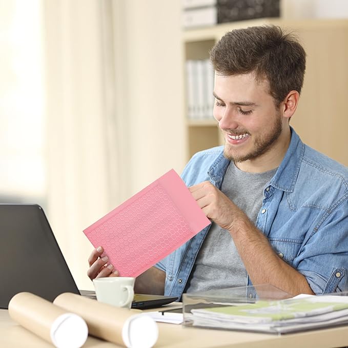 packbabol Bubble Mailers, 4x7 Inch Padded Bubble Mailers Pack of 100 Bubble Envelopes Opaque Self Seal Adhesive Waterproof Bags for Shipping and Packaging (Pink, 4x7-100)