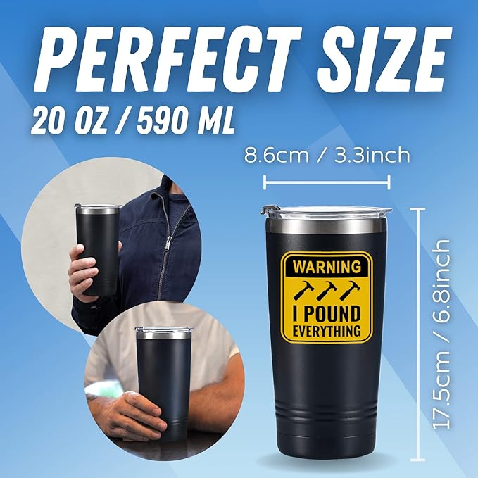 Onebttl Construction Worker Gifts Tumbler Coffee Mug, Stainless Steel Insulated, with Lids, 590ml/20oz - Pound Everything