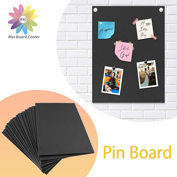 Mat Board Center, Pack of 10 Acid-Free Foam Boards, 12x16 inch Black Foam Boards, 3/16" Thick