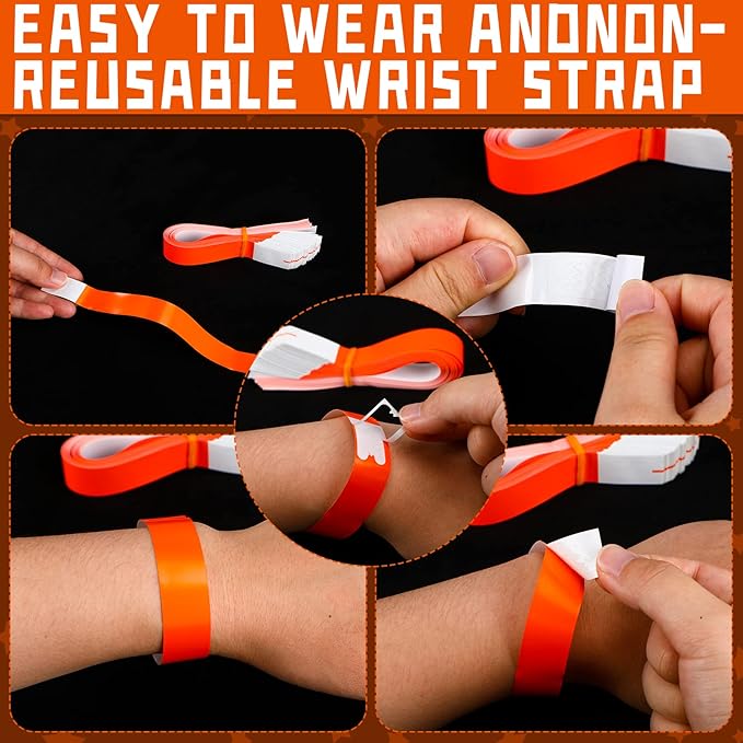 600 Packs Paper Wristbands for Events Neon Party Wristbands Colored Waterproof Paper Club Arm Bands Lightweight Identification for Concert Bar Entrance Admission(Orange)