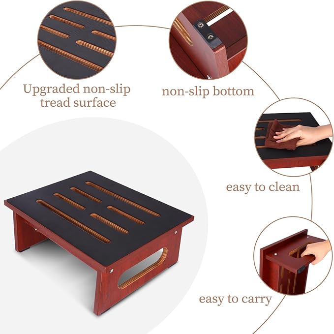 RayLove One Step Stool for Adults Seniors with Non-Slip Rubber Stepping Feet, Heavy Duty Platform Step Stools, 6.9" Portable Bed Steps for High Beds for Bathroom, Bedroom, Kitchen & Bedside Support