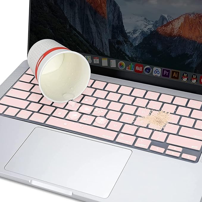 MOSISO Keyboard Cover Skin Compatible with MacBook Air 15 inch M3 A3114 M2 A2941/Air 13.6 A3113 A2681/Pro 14/16 M4 M3 M2 M1, Chalk Pink