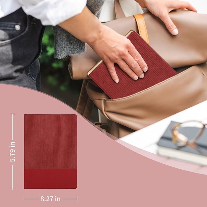 Lined Journal Notebook for Work College Ruled Note Book 5.79"x8.27" A5 PU Leather Daily Journaling 216 Pages for Women Men Writing Home School Supplies Business (Red)
