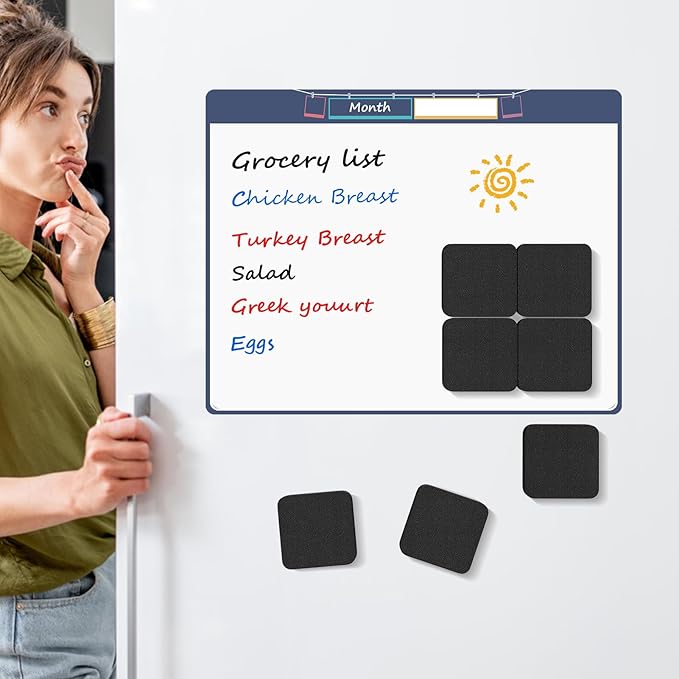 MaxGear Dry Erase Erasers, 48 Pack Magnetic Whiteboard Erasers for Classroom, Mini Whiteboard Cleaning Pads Bulk, Chalkboard Wiper Teacher Supplies for School, Office, Home (Black, 2 x 2 x 0.6 Inch