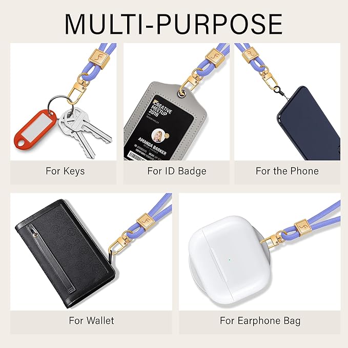 Fishent Keychain Wristlet lanyard, Cute Key Chain Holder, Upgraded Woven Wrist Lanyard for Keys, Wristlet Strap Keychain for Women Men Car Keys ID Badges Card Wallet Phone (Lavender)