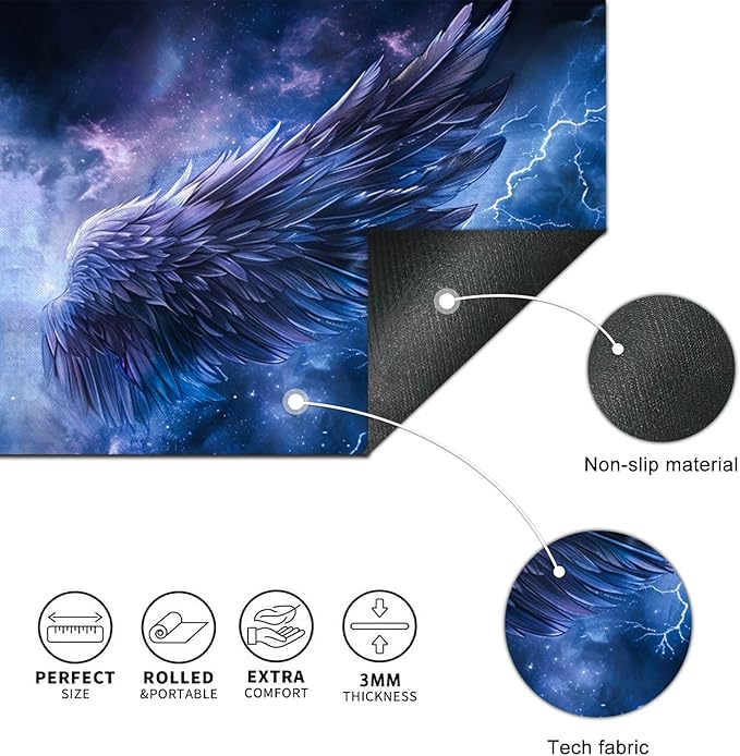 Mouse Pad Blue Wing Lightning XL Large Desk Mat 31.5 x 11.8 Inch Extended Gaming Mousepad Keyboard Mat Computer Desk Pad Waterproof Non Slip Office Mouse Pads for Desktop Accessories