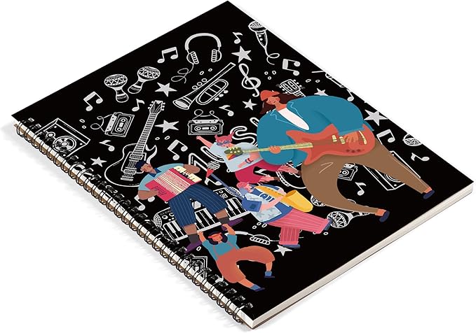 MAXCURY Blank Sheet Music Composition Manuscript Staff Paper Art Music Notebook Black 100 Pages 26x19cm (Cartoon)