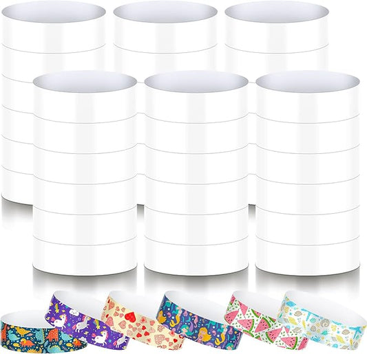 600 Packs Paper Wristbands for Events Neon Party Wristbands Colored Waterproof Paper Club Arm Bands Lightweight Identification for Concert Bar Entrance Admission(White)