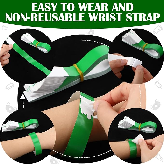 Epakh 600 Pcs Paper Wristbands Neon Wrist Bands Waterproof Handbands for Events Lightweight Concert Wristbands Neon Colored Adhesive Wrist Band for Party