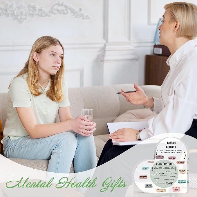 Mental Health Decor, Decor for Therapy Office School Counselor Sign Things I Can Control Acrylic Heart Gifts, Therapist Office Art Decorations for Therapist Office Living Room Bedroom Desktop Gift