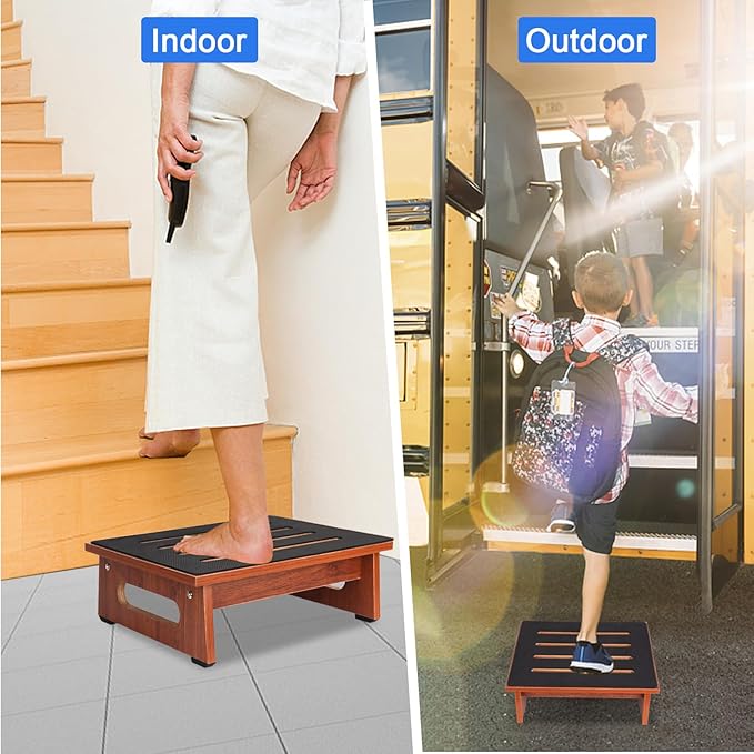 RayLove One Step Stool for Adults Seniors with Non-Slip Rubber Stepping Feet, Heavy Duty Platform Step Stools, 450 LB Portable Bed Steps for High Beds for Bathroom, Bedroom, Kitchen & Bedside Support