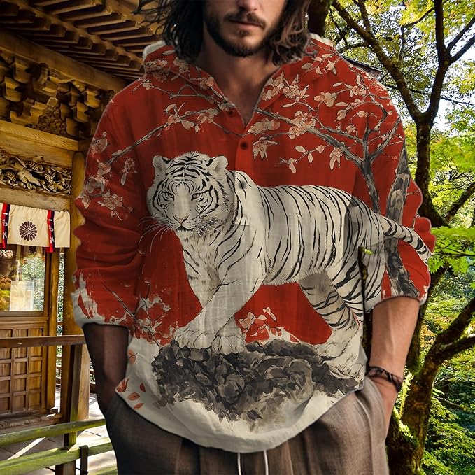 MARSVOVO Hooded Long Sleeve Shirt Men Fashion Graphic Button Up Lightweight Big and Tall Casual Vacation Shirts for Men