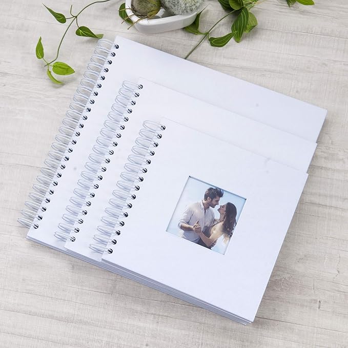 10 x 10 Inch DIY Scrapbook Photo Album with Window Design Cover 80 Pages Craft Paper Memory Book for Weeding Anniversary Travel and Baby (White)
