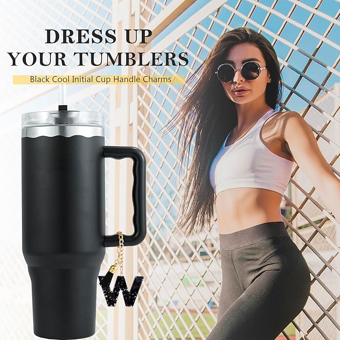 Letter Charm Accessories for Stanley Cup 1 PCS Cute Initial Keychain Handle Charm for Stanley Tumbler for Women