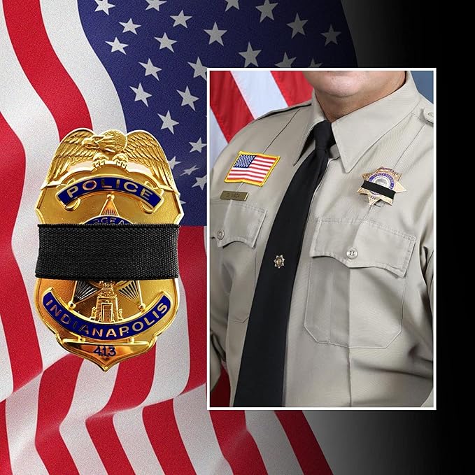CREATRILL 30 Pack Balck Police Mourning Band Stripe Police Officer Badge Shield Funeral Honor Guard Straps for Badge Size of 2.4" to 4"