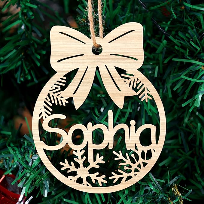 Personalized Christmas Ornaments with Name,Wooden Christmas Tree Ornaments 2025 with Custom Family Name for Kids Adults,Xmas Ornaments for Christmas Tree Gifts (01-6 Styles of Christmas Ornament)