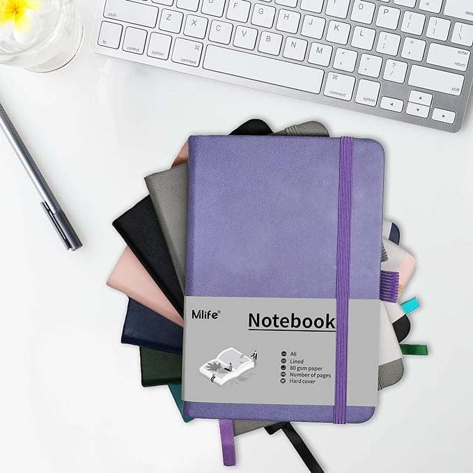 Mlife A6 Small Journal Notebook, Lined Pocket Notebook with Pen Holder, Mini Hardcover Notebook, 192 Pages, 3.9 inches * 5.5 inches Jurnal for Women and Man (3Pack Green)