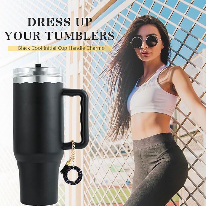 Letter Charm Accessories for Stanley Cup 1 PCS Cute Initial Keychain Handle Charm for Stanley Tumbler for Women