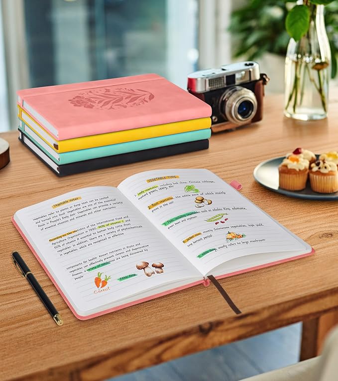 Lined Journal Notebook for Women, Pink Hardcover Leather Journaling Notebooks 8.5" x 11", A4 200 Pages Big Journals for Writing, College Ruled Notebook for Work School, Note Taking, Business Diary