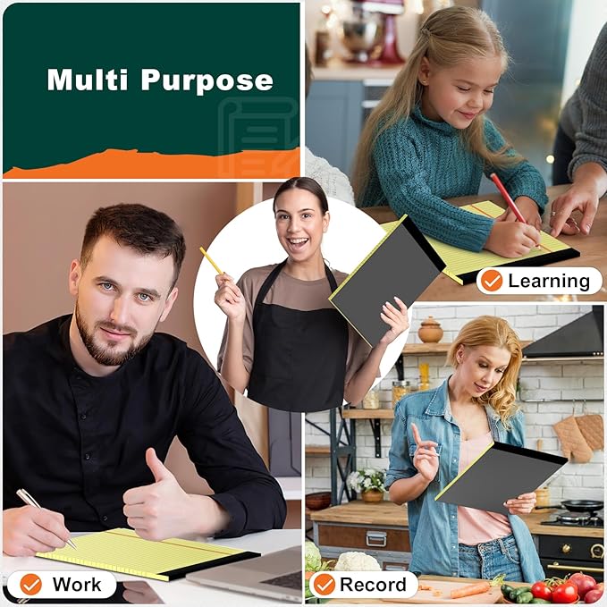 Legal Pads 8.5 x 11 Yellow Note Pads 8.5 x 11.75 Wide Ruled Writing Pads Lined Notepad for Home, School, Office Use, 80gsm Perforated Paper - Sturdy Cardboard Backing Support, 2 Pack (30 Sheets/Pad)