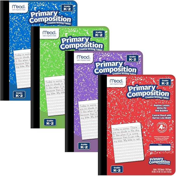 Mead Primary Composition Book, Ruled, Grades K-2, 100 Sheets, 7-1/2" x 9-3/4", 12 Pack (610054-ECM)
