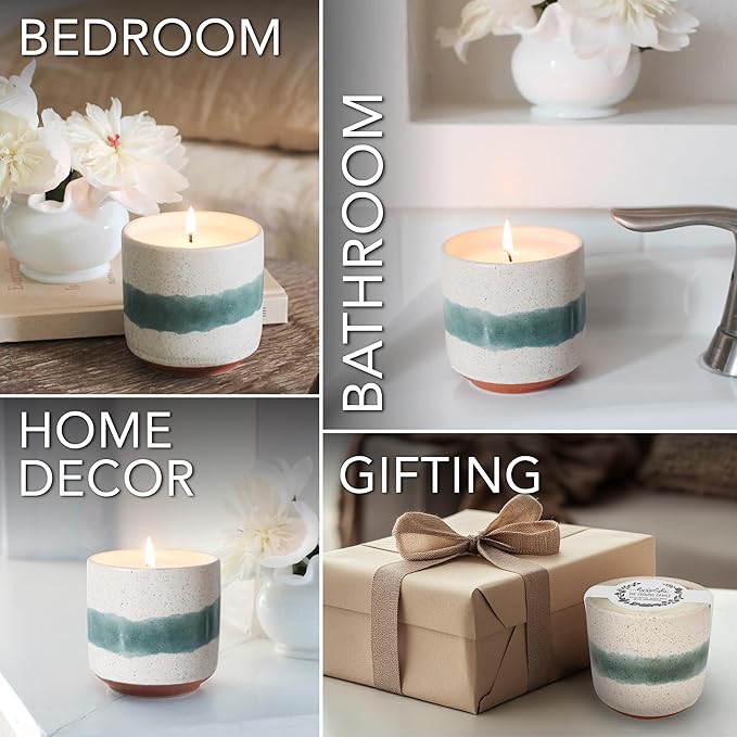 Hyggelight - The Growing Candle, Apple & Pine Scented, 8.5oz Ceramic Pot, Aromatherapy Candles, 100% Soy for Women and Men, Edith