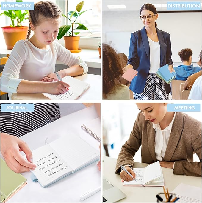 feela 6 Pack Pocket Small Notebooks Bulk, Mini Cute Memo Notepads Hardcover College Ruled Lined Journals with Pen Holder for Women Girls Office School, with 6 Black Pens, 3.5”x 5.5”, A6, Mild Colors