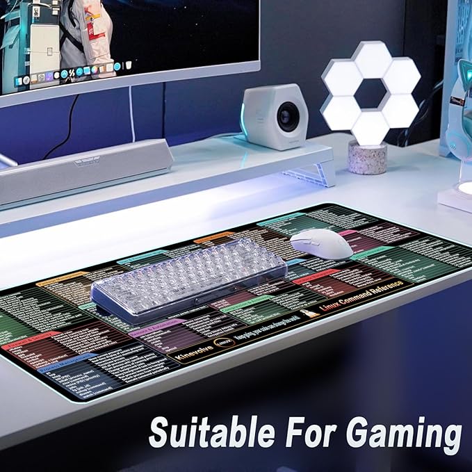 Linux Commands Mouse Pad,200+ Commands Desk Mat,Shortcuts to Kali/Ubuntu/OpenSUSE/Red Hat/Arch/Debian/Unix Programmer. XXL Cheat Sheet Mousepad 35.4" x 15.7"