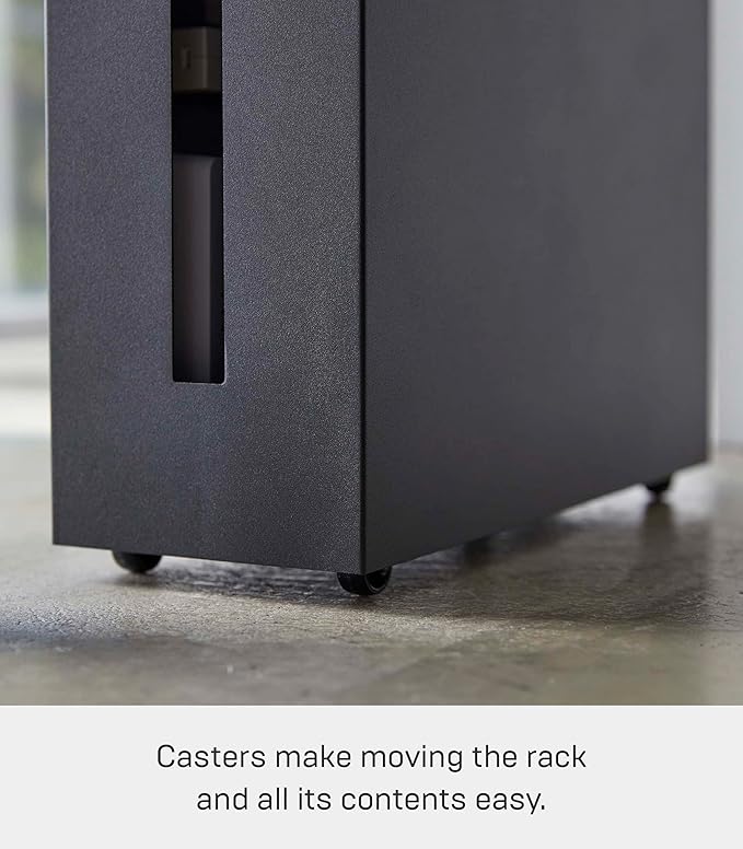 Yamazaki Home Rolling Cable Management Cord Power Strip/Surge Protector Storage Organizer for office or Bedroom Steel One Size Black