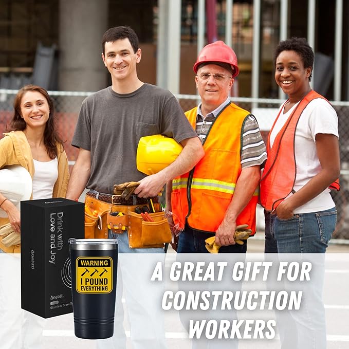 Onebttl Construction Worker Gifts Tumbler Coffee Mug, Stainless Steel Insulated, with Lids, 590ml/20oz - Pound Everything
