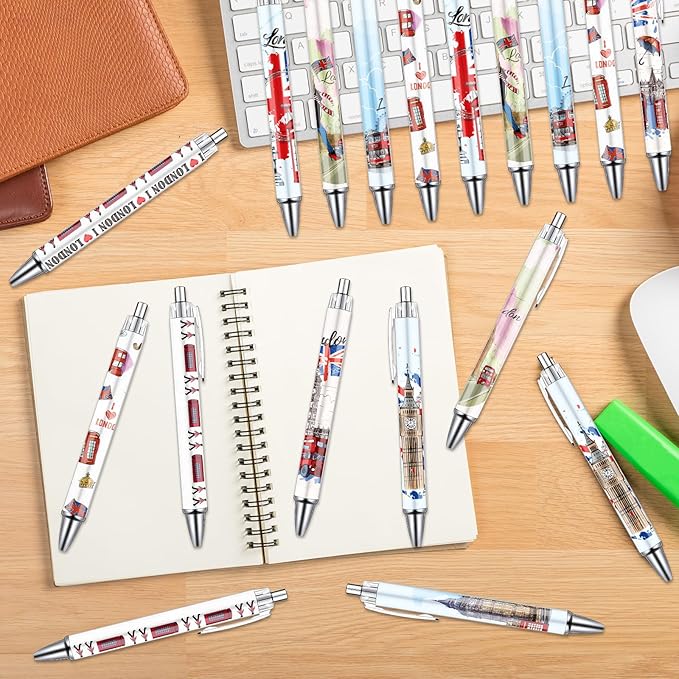 London Ballpoint Pens Set - 24PCS London Travel Souvenirs United Kingdom England Pens London City Gift Pen British Deck Bus Tower Bridge BallPoint Pens for Office School Supplies Traveler Gift