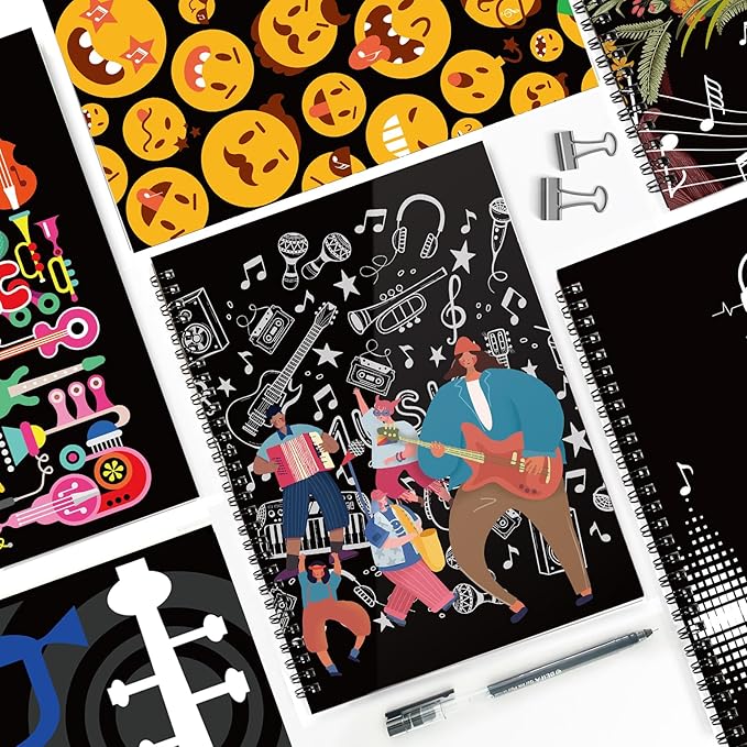 MAXCURY Blank Sheet Music Composition Manuscript Staff Paper Art Music Notebook Black 100 Pages 26x19cm (Cartoon)