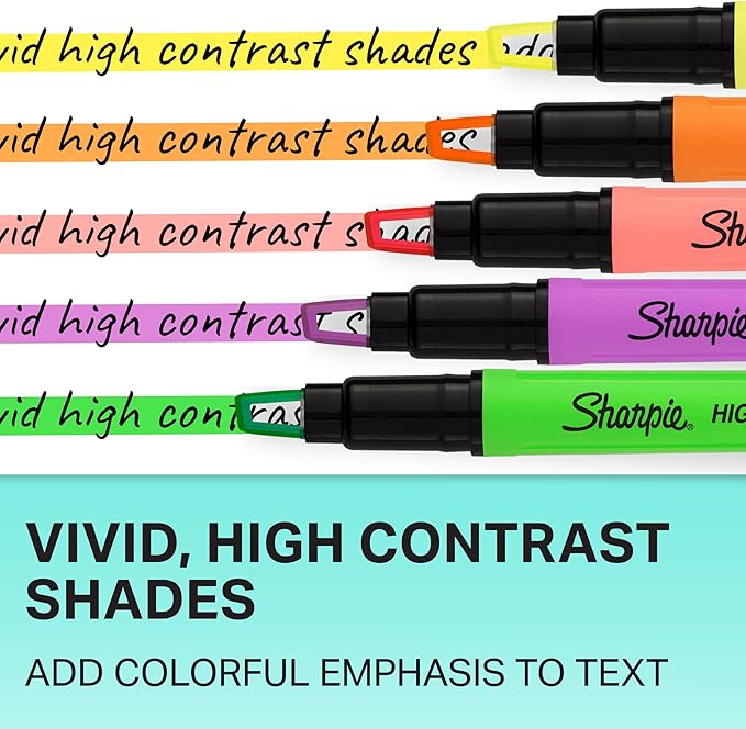 Sharpie Highlighter Clear View Highlighter with See-Through Chisel Tip Stick Assorted 12 Count