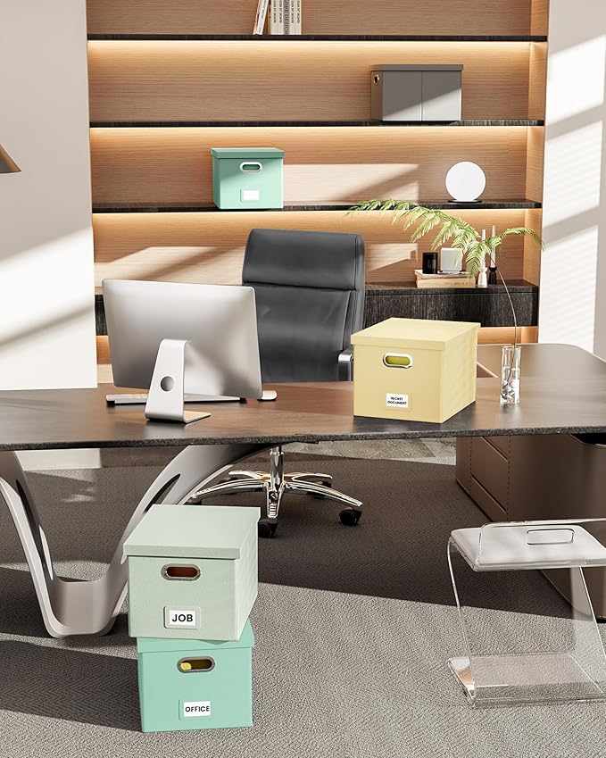 Oterri Storage File Box(New) (Cream-yellow(Leather), 1 pack), AM03118