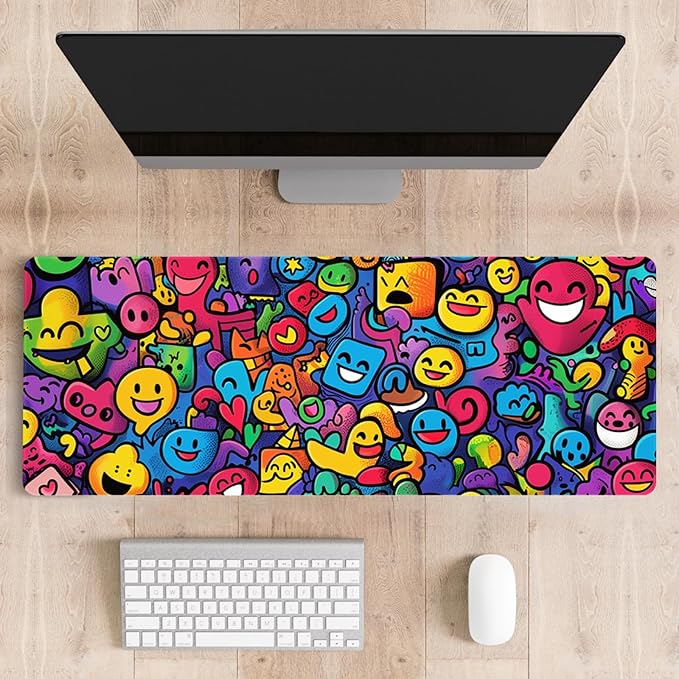 Mousepad Desk Mat Gaming Large Keyboard Cute Office Desktop Computer Laptop XXL Long Big Kawaii Aesthetic Girly Pretty Design Women Girl Gamer Oversized Wide 30x12'' Mousepad, Color Face