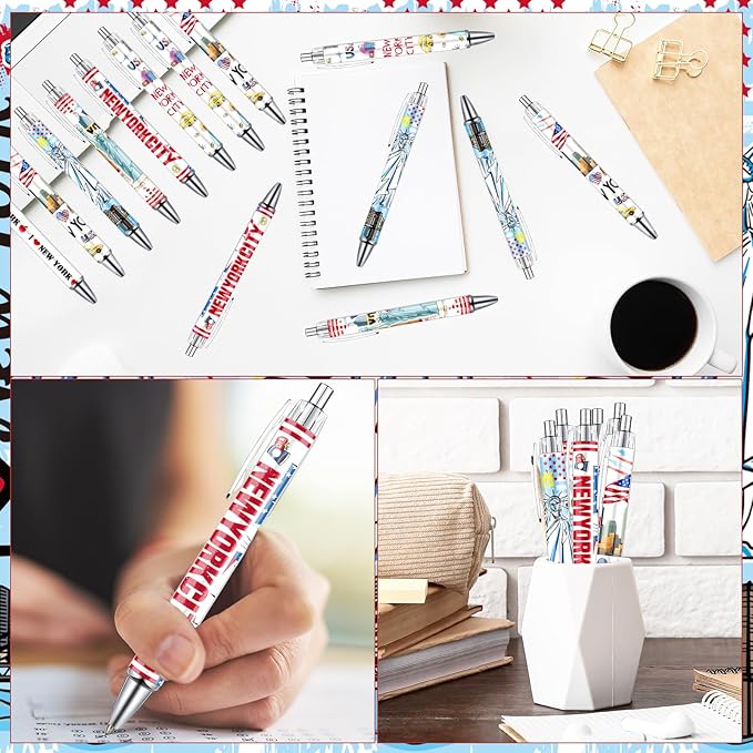 New York Ballpoint Pens Bulk 36 Pcs NYC Souvenirs Gifts City Travel Ballpoint Pens Retractable Smooth Ball Point Pen USA Souvenirs Gifts for Office School Stationery Traveler Supplies
