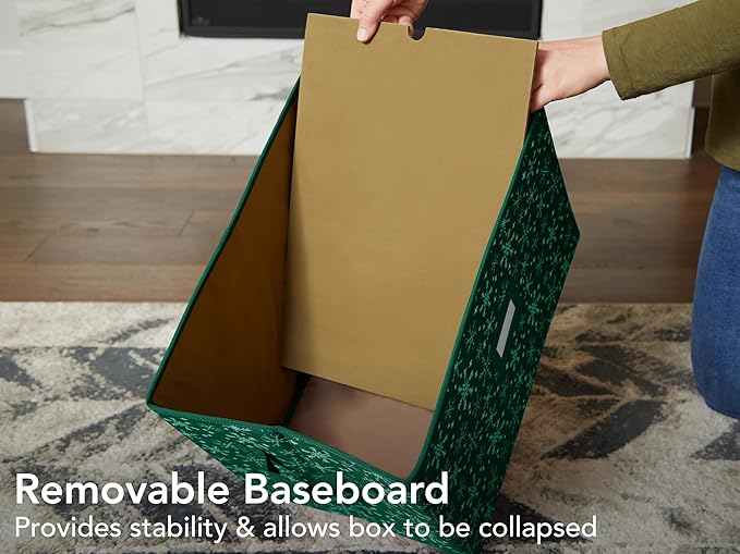 Covermates Keepsakes Christmas Light Storage Box - Carrying Handles, Sturdy Interior Walls - Holiday Storage, Green Snowflake