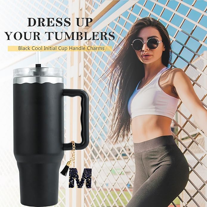 Letter Charm Accessories for Stanley Cup 1 PCS Cute Initial Keychain Handle Charm for Stanley Tumbler for Women