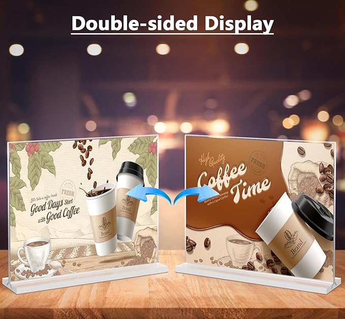 MaxGear 8.5 X 11 Acrylic Sign Holder Horizontal 2Pack, Double Sided Display Stand, Clear Table Sign Holders Flyer Menu Holders, Plastic Paper Holder Picture Frame for Office, Store, Restaurant
